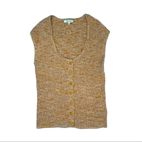 Madewell Marled Ribbed Shaw Button-Front Sweater Tee-S - Picture 1 of 8